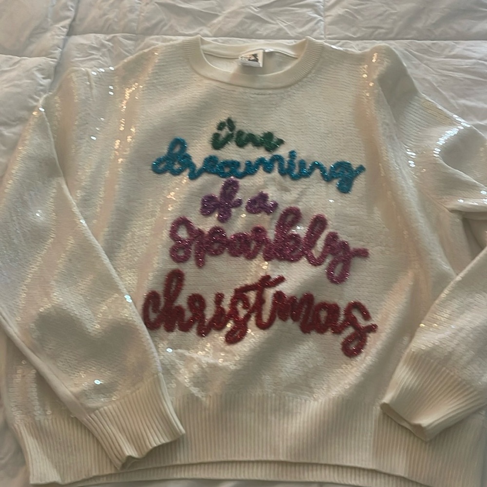 Queen of sparkles White sequin sweatshirt